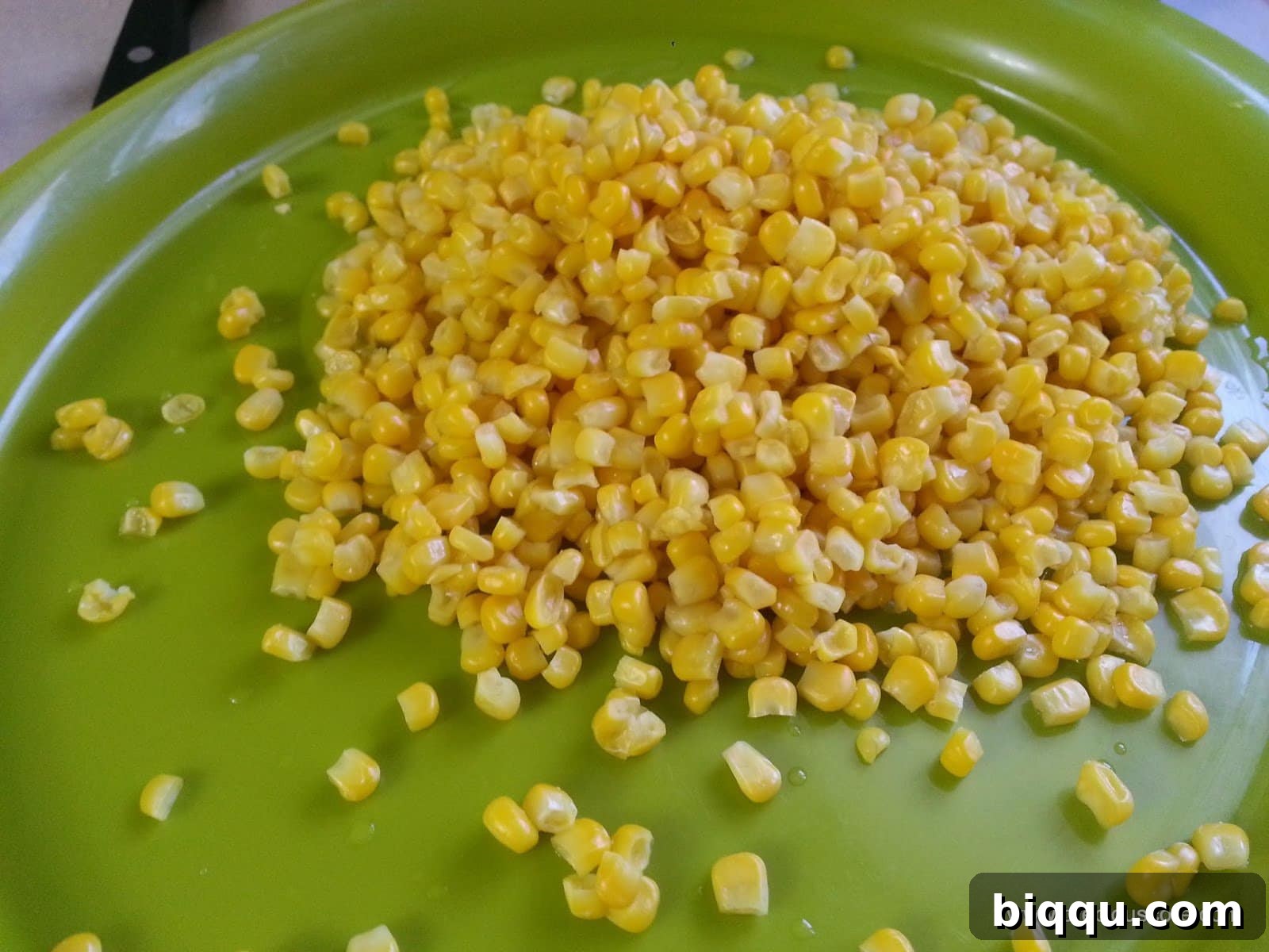 Rinsed sweet corn