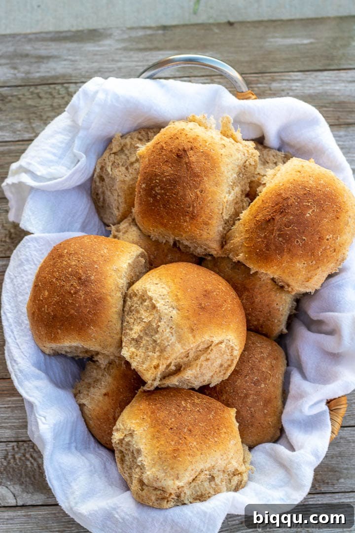 Wheat Rolls in a basket.