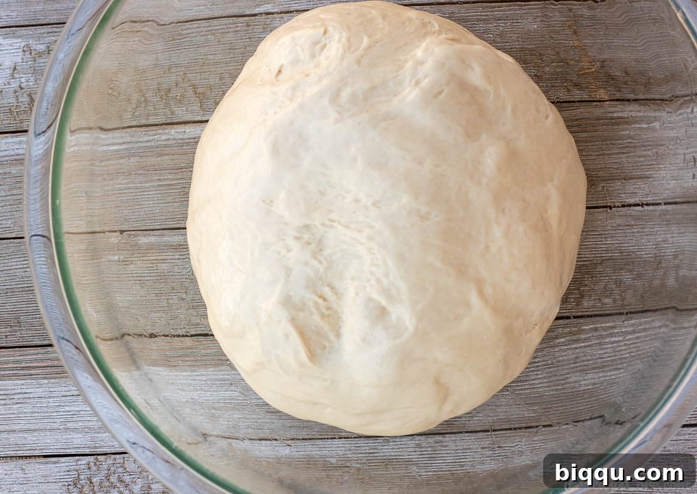 Perfect Everyday Sandwich Bread 6 Sandwich bread dough in a mixing bowl.