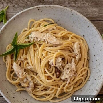 easy chicken spaghetti in a bowl