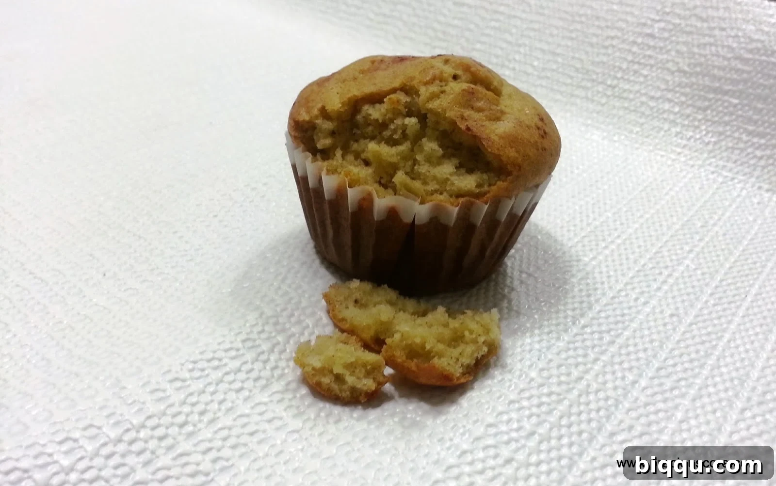 Cameroon banana cake, partially crumbled.