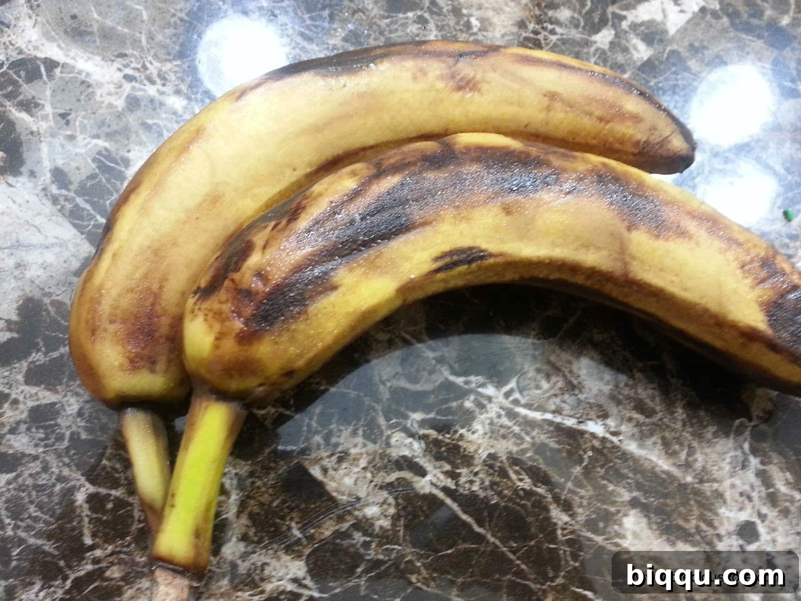 Bananas that are starting to brown.