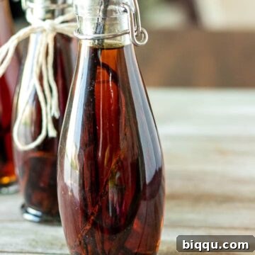Homemade vanilla extract in bottles