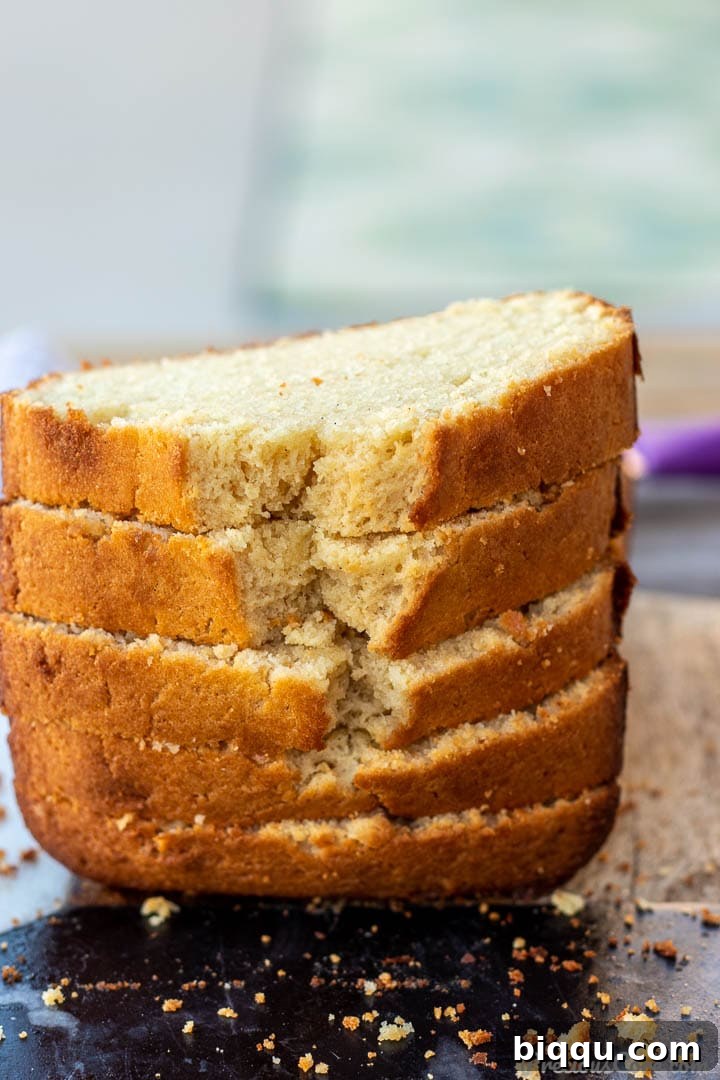 Vanilla Pound Cake Slices Piled on each other