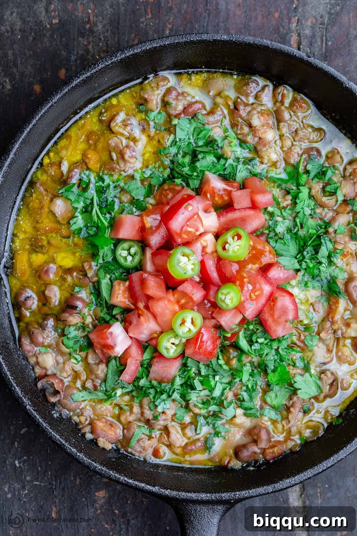 Egyptian Fava Beans, also known as Ful Medames, a vegan African dinner.