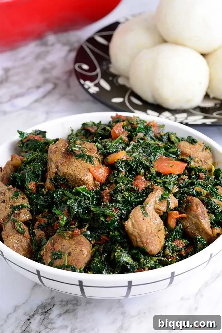 Sukuma Wiki in a Dish, a Kenyan Braised Collard Greens side or main dish.