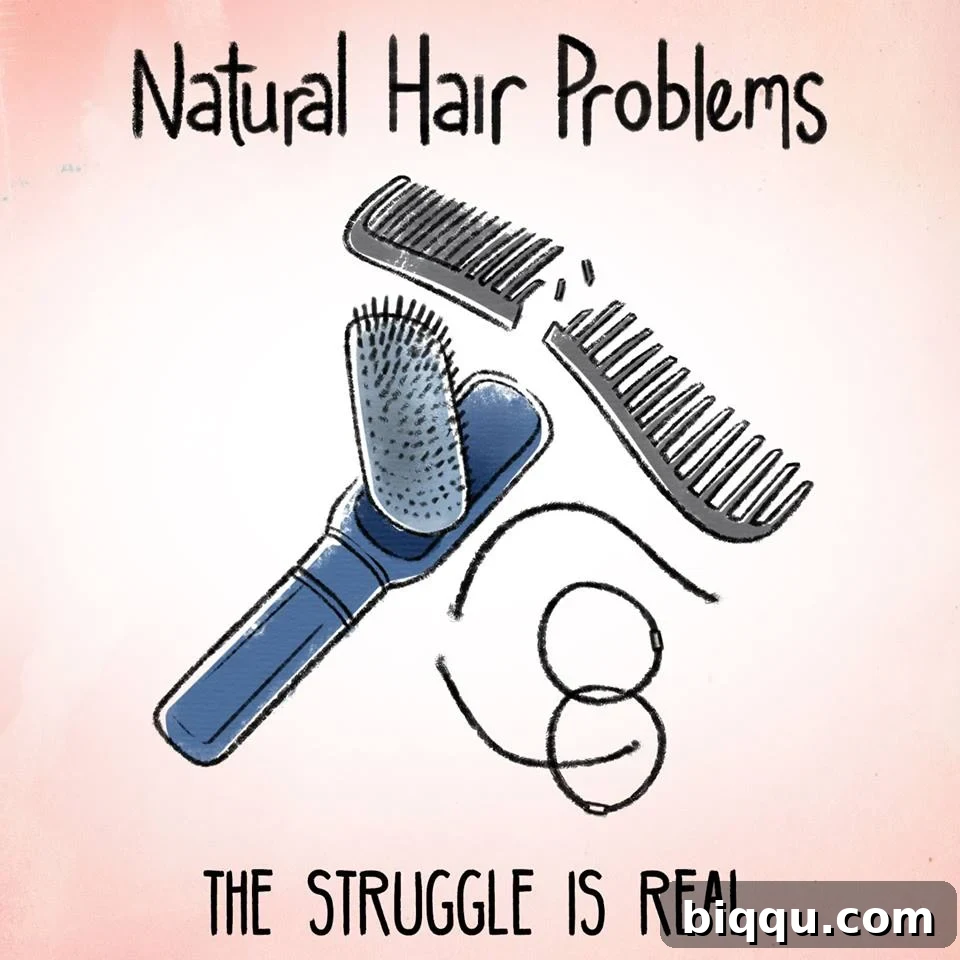 Funny meme about breaking combs and hair ties due to thick natural hair