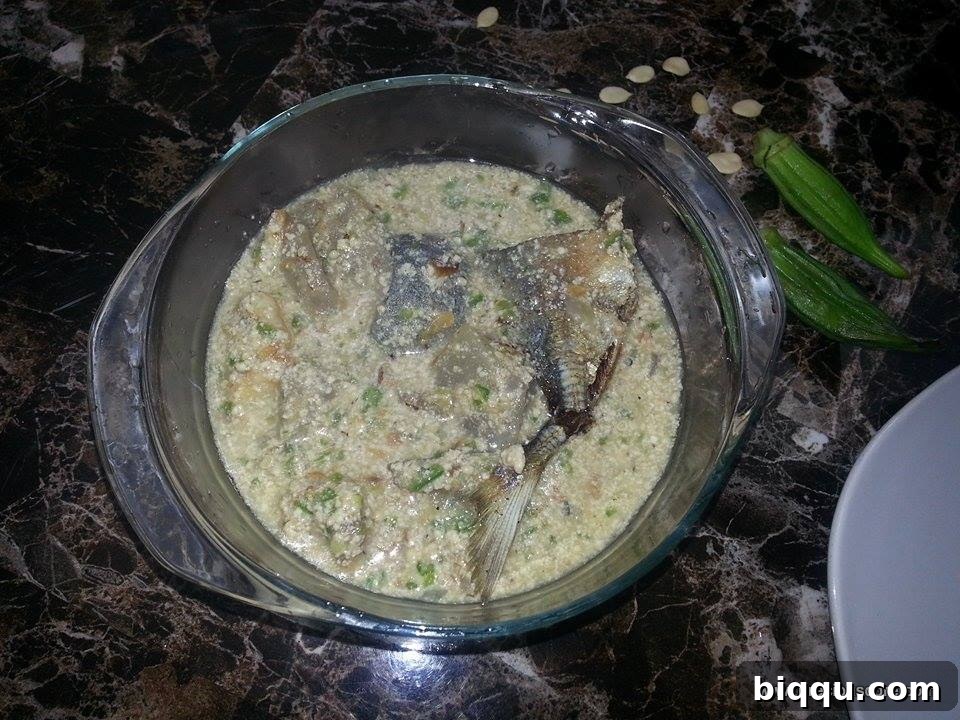 Close-up of Okra-Egusi Soup being prepared