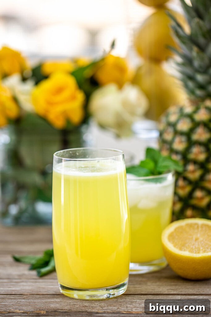 Tall Glass of Pineapple Lemonade