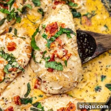 Delicious Marry Me Chicken served in a pan, highlighting its creamy sauce and tender chicken.