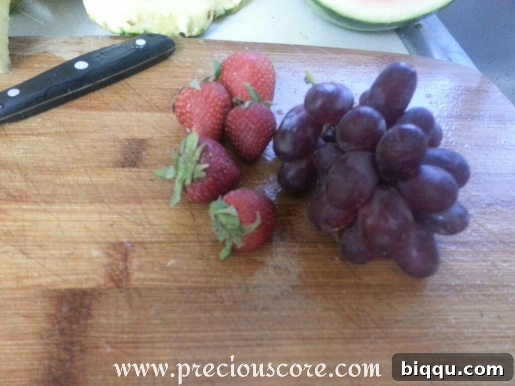 Assortment of fruits that can be added to fruit salad