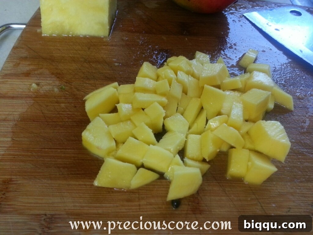 Finely chopped mango pieces