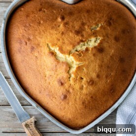 A freshly baked plain cake, partially sliced with a knife, showcasing its soft, inviting texture and homemade charm.