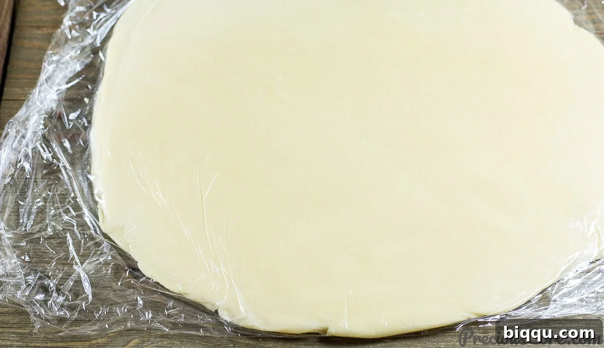 Effortless Homemade Shortbread 12 Rolled out dough for shortbread cookies.