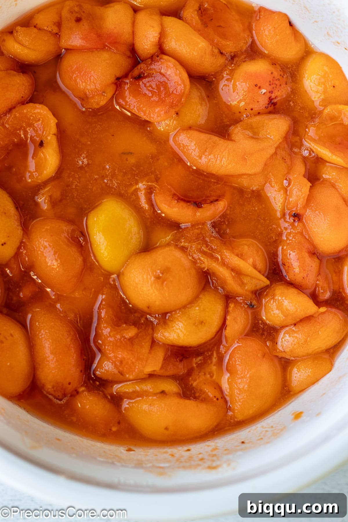 Liquidy fruits, after sitting in lemon juice and sugar.