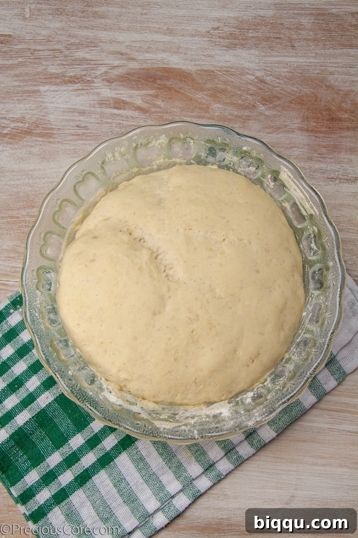 Risen pizza dough.