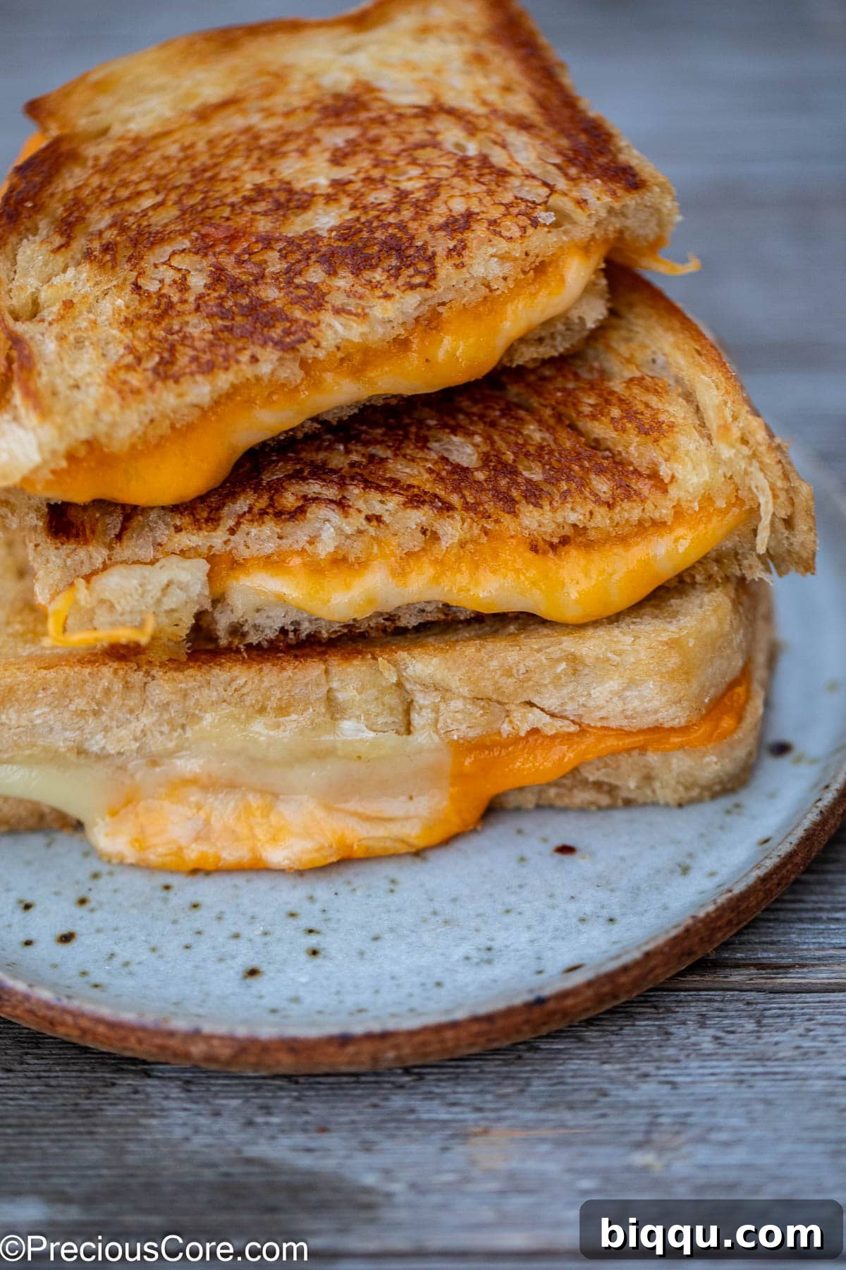 A stack of slices of grilled cheese.