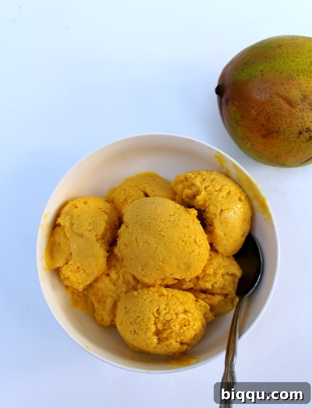 Homemade Mango Sorbet in a Bowl