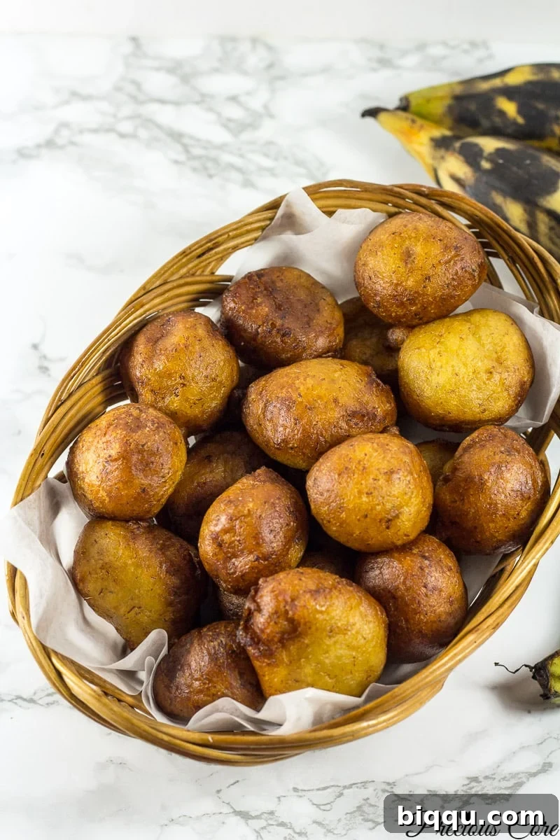 Basket of plantain puff puff.