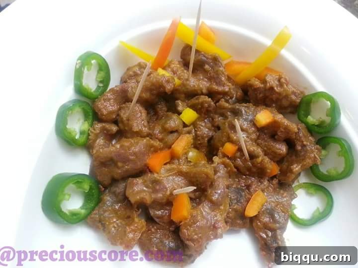 Cooked Peppered Chicken Gizzards in a bowl