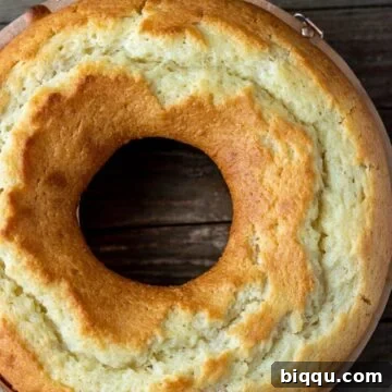 Yogurt cake in a bundt baking dish