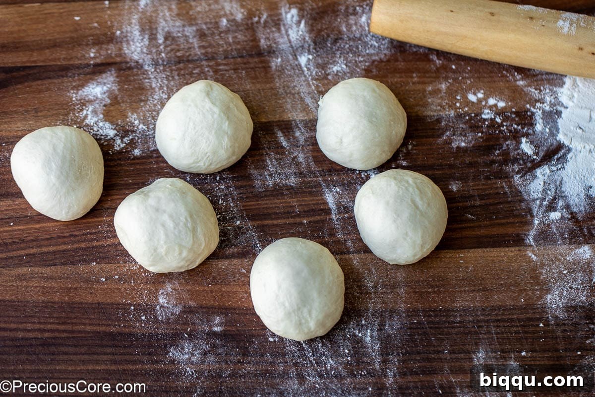 Golden Shawarma Wraps 8 Divided dough shaped into 6 balls.