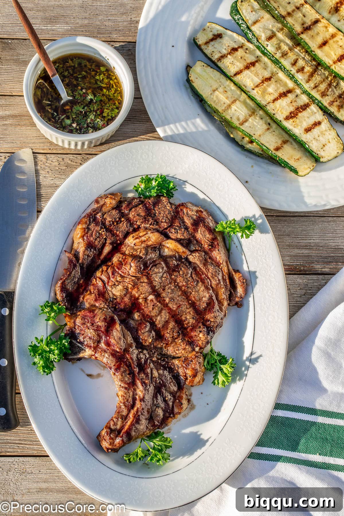 Summer steak and zucchini.