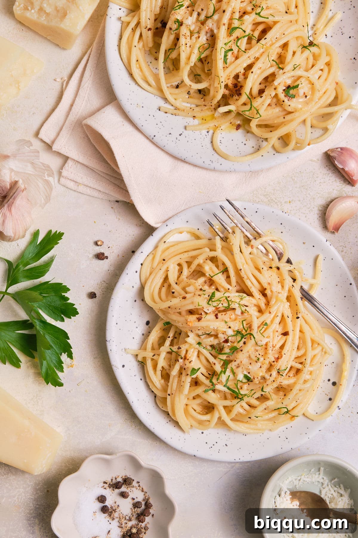 Zesty Lemon Garlic Butter Pasta 5 Lemony pasta generously served on a plate, ready to be enjoyed.