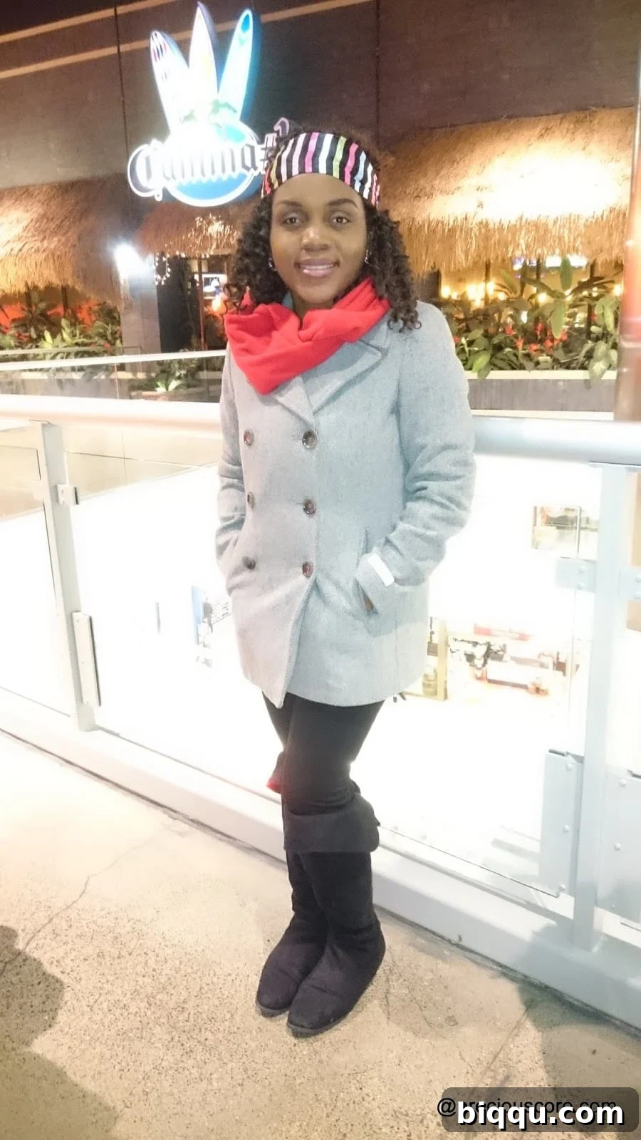 Kids posing playfully inside the Mall of America during holidays