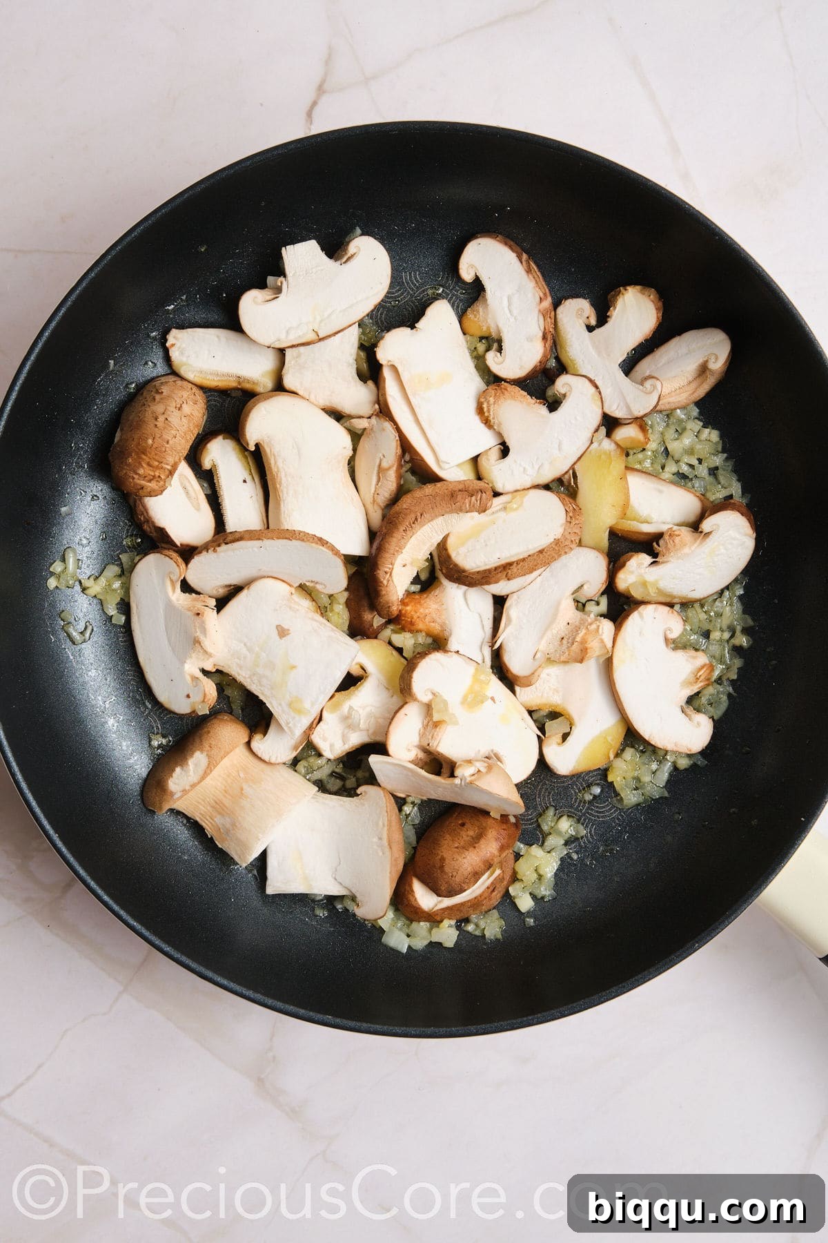 Mushrooms in a pan.