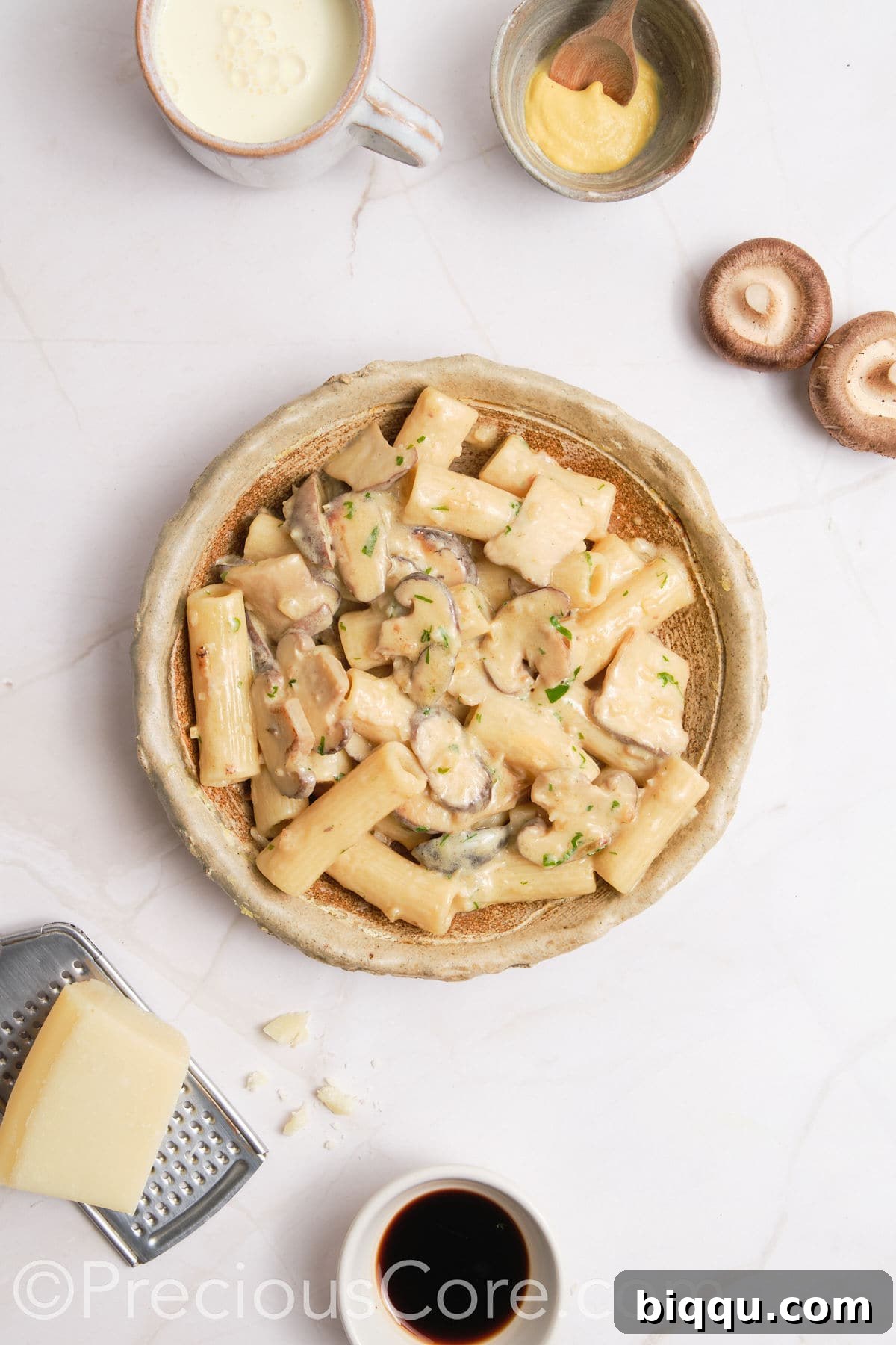 Pasta served in a bowl.