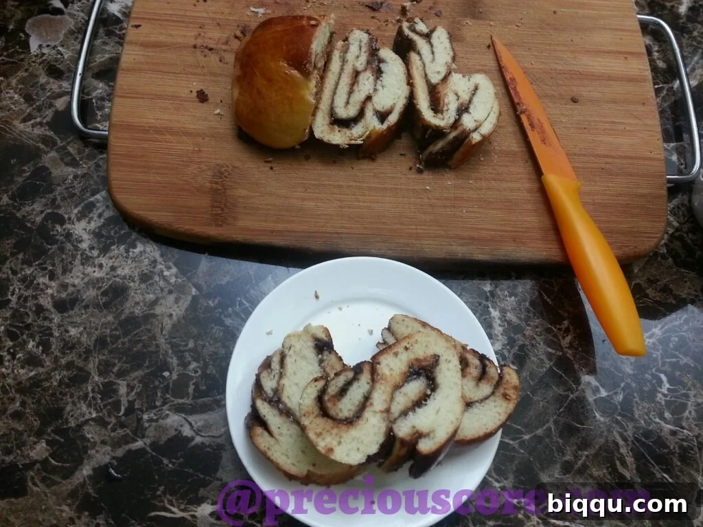 Final baked Nutella bread on a cooling rack