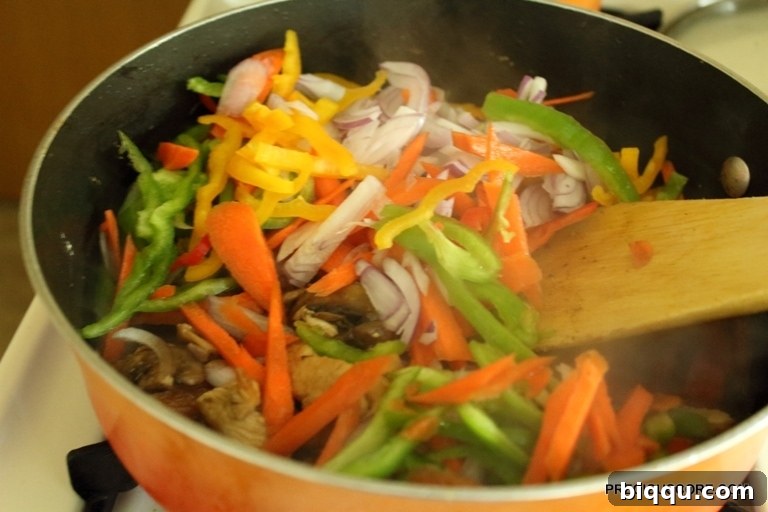Adding All Vegetables to Stir Fry