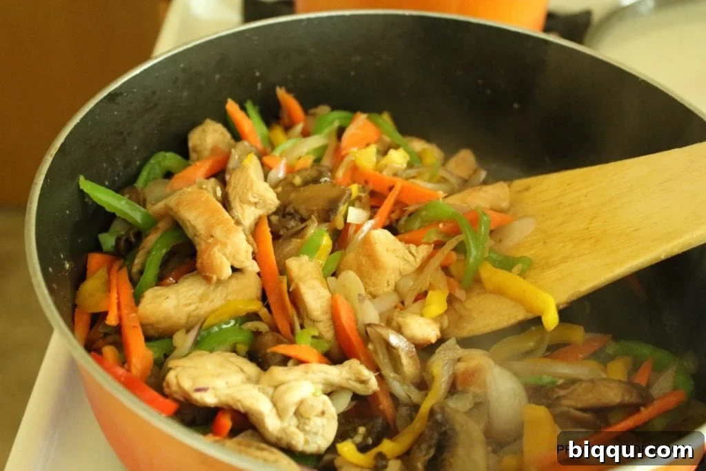 Finished Chicken and Mushroom Stir Fry