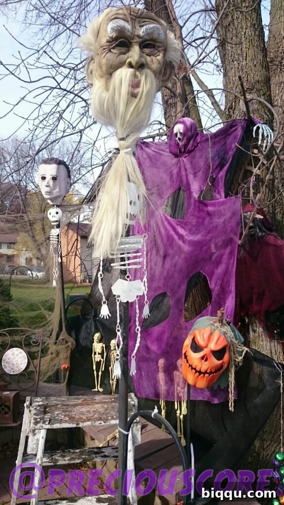 A Halloween decoration featuring spooky figures.