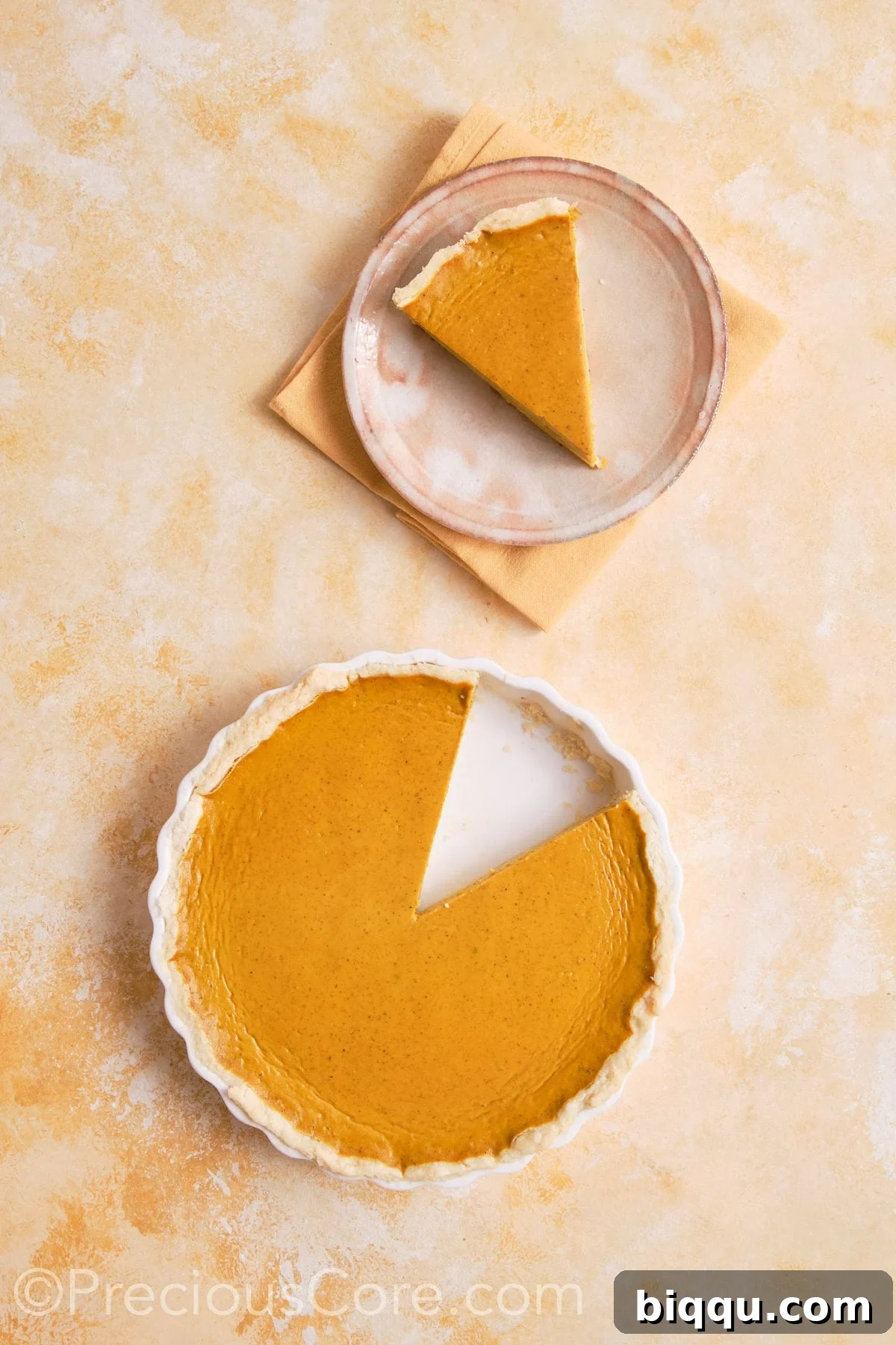 Cooled and served homemade pumpkin pie.