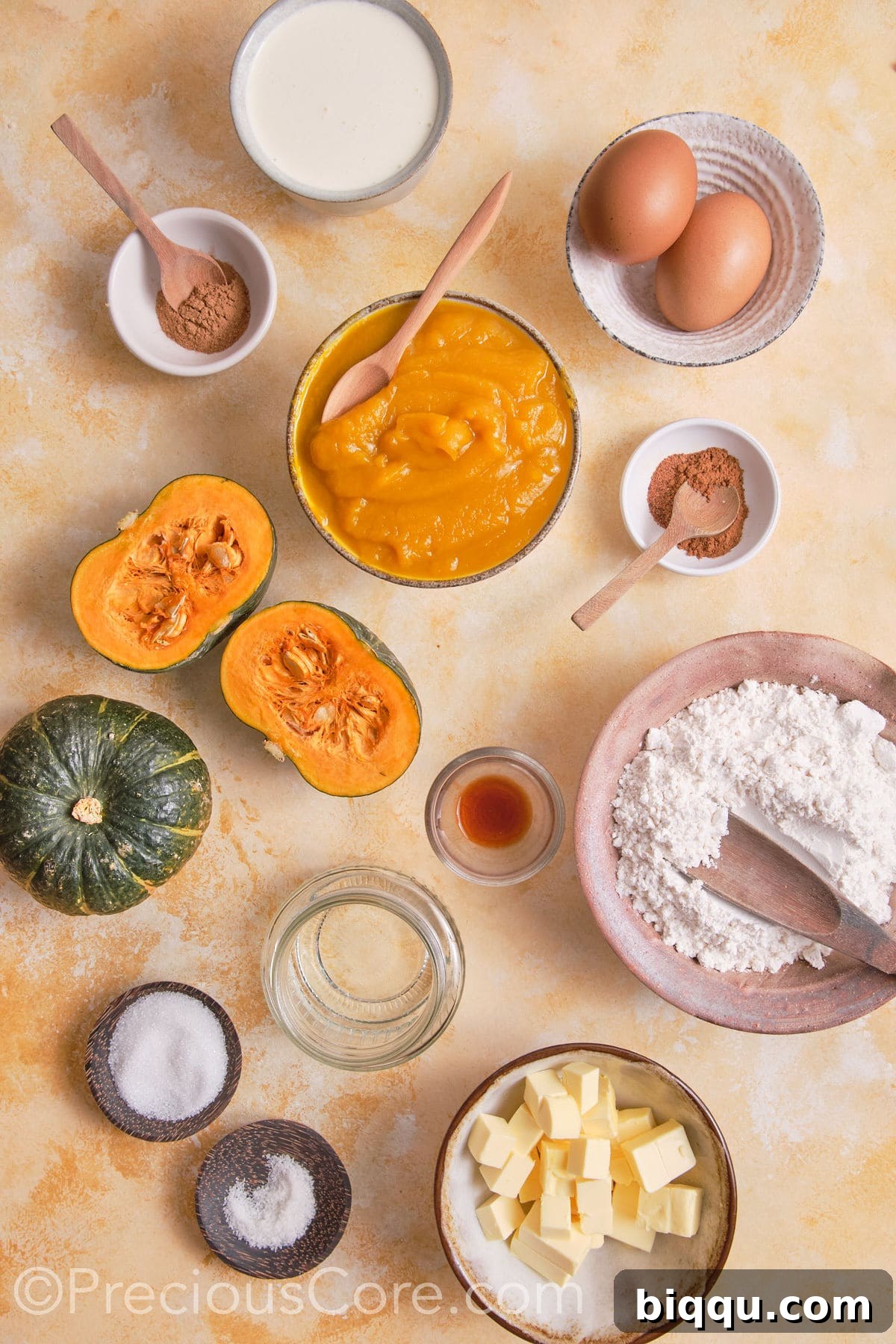 Ingredients for Pumpkin Pie without evaporated milk.
