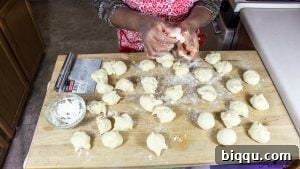 Dough cut into portions for Gateau
