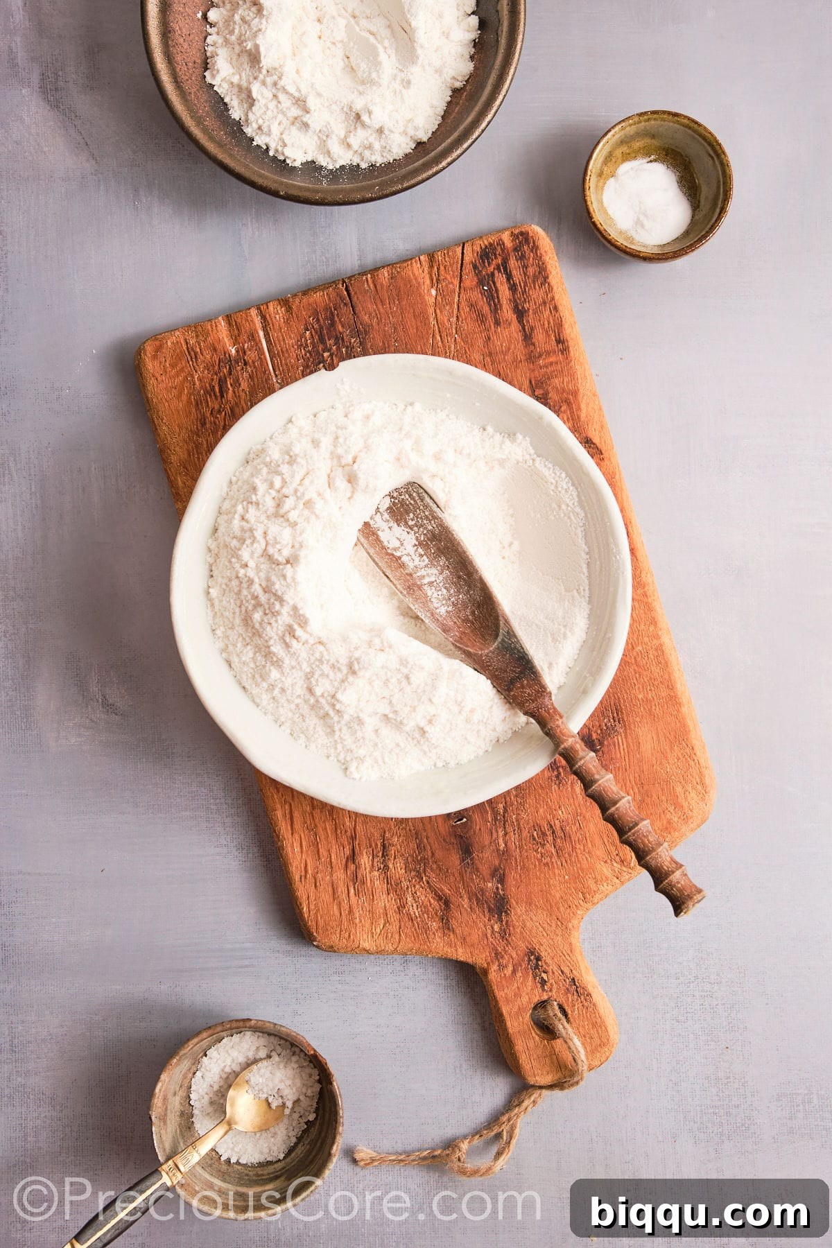 Brown Butter Pecan Bliss Cookies 5 Mixing all the dry ingredients in a bowl for cookies.