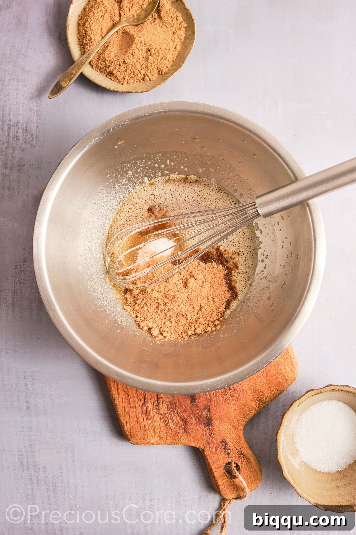 Brown Butter Pecan Bliss Cookies 9 Adding brown sugar to the brown butter mixture.