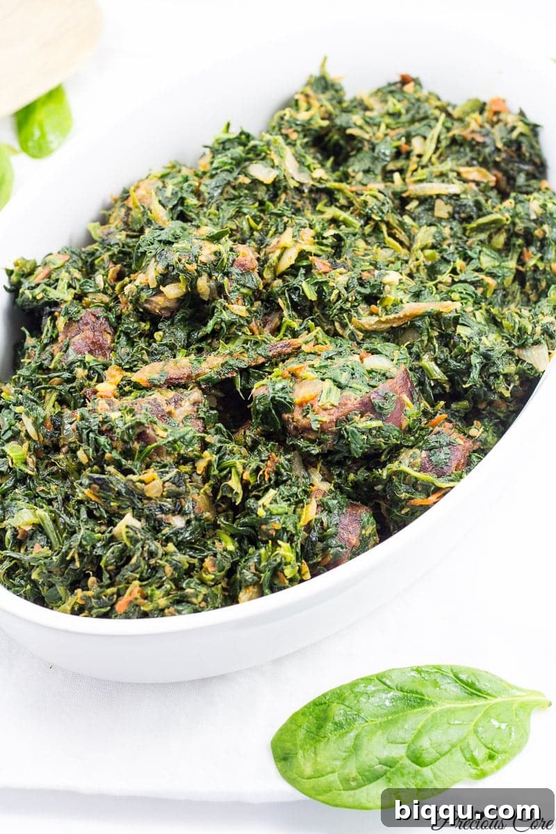 Delicious African Stewed Spinach, a vibrant and healthy meal