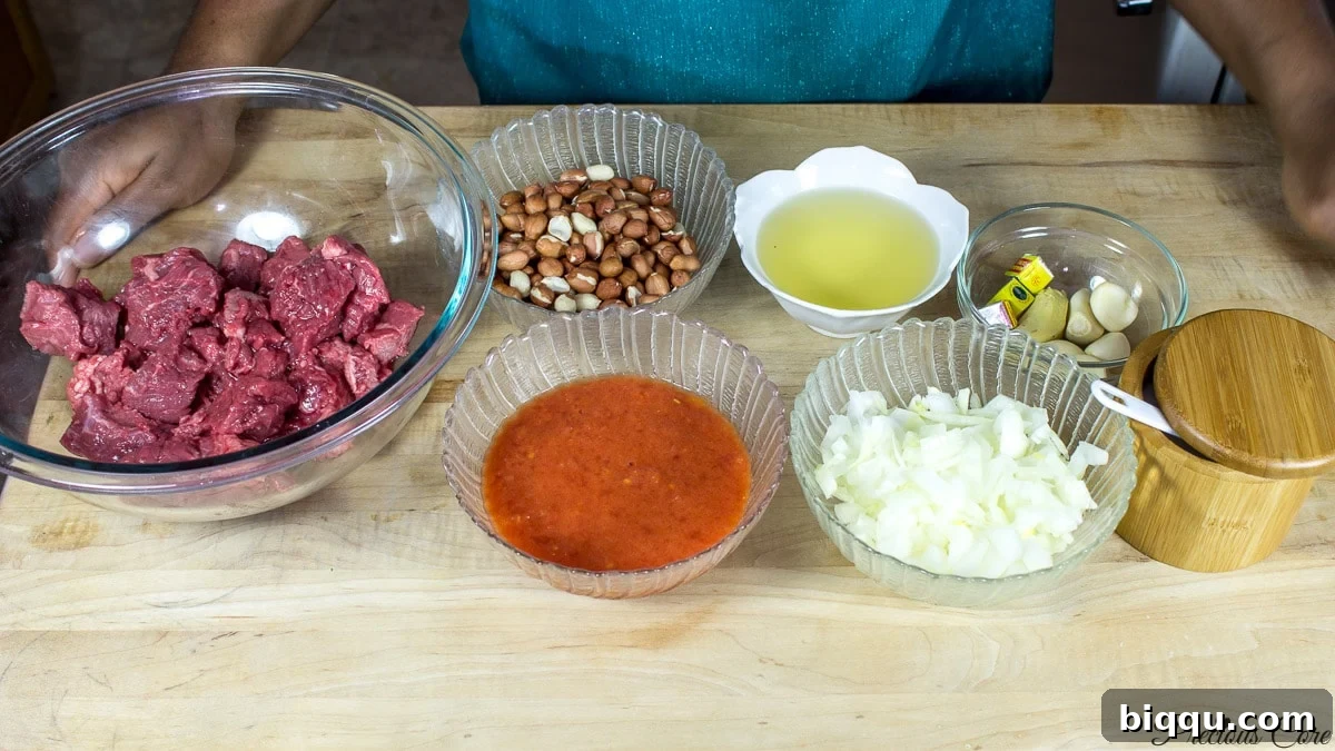 Ingredients for creamy groundnut soup