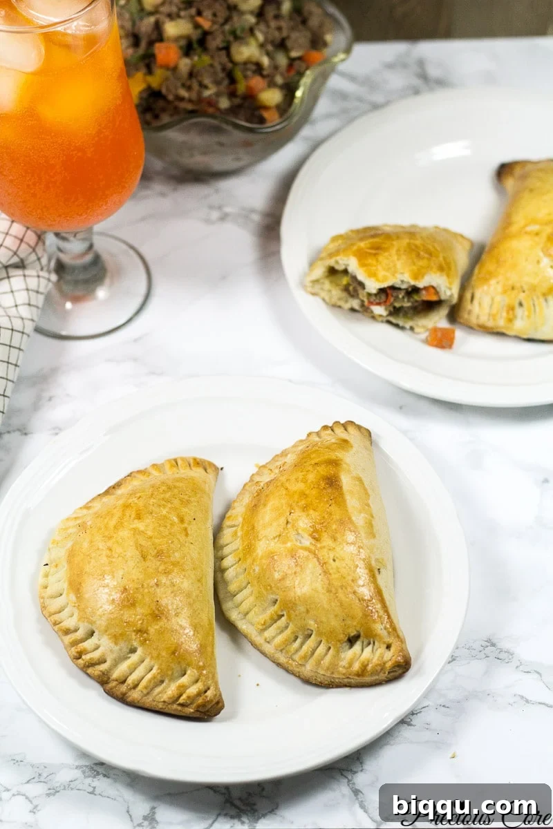 A freshly baked African meat pie, showing off its golden crust.