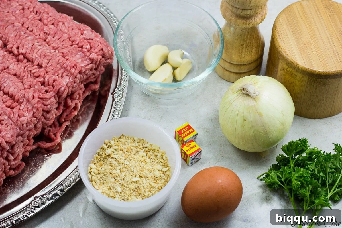 Ingredients for making West African Meatballs