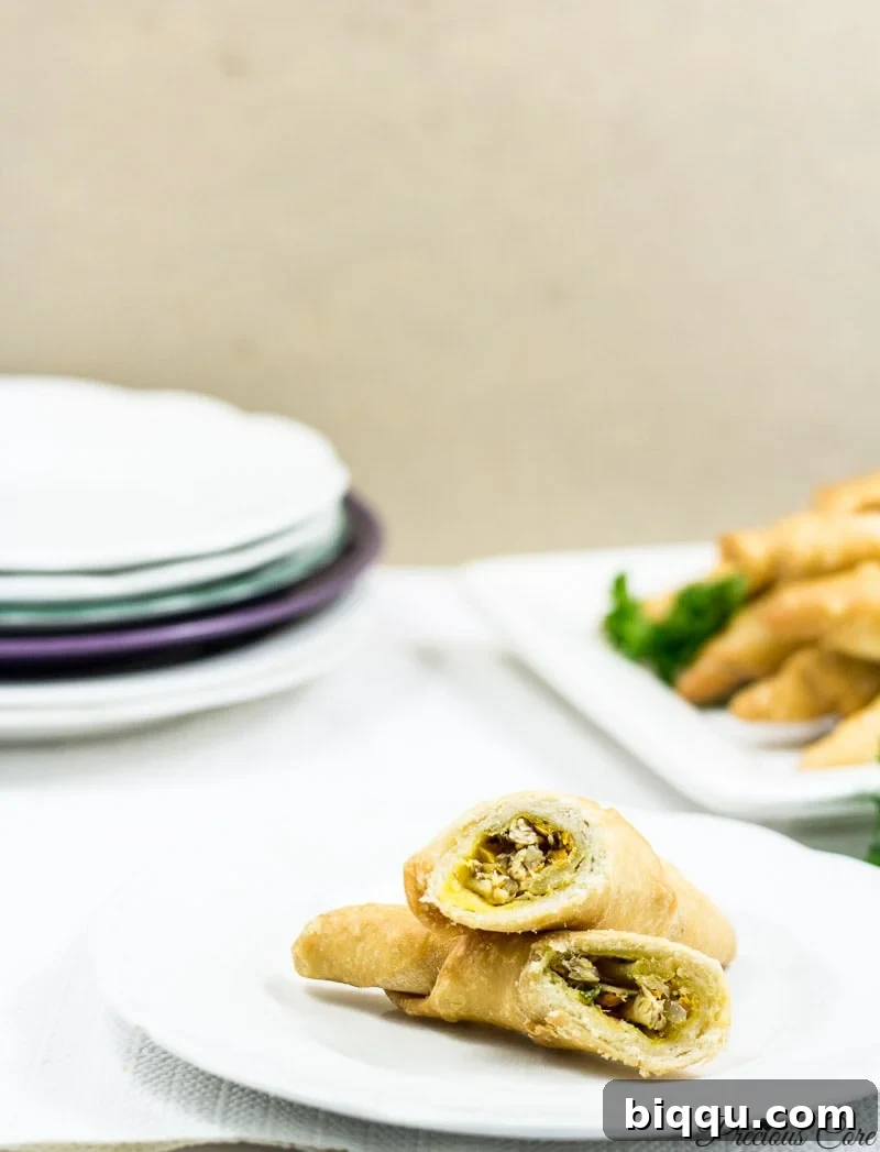 A tantalizing close-up of the flavorful filling in homemade Cameroonian fish rolls