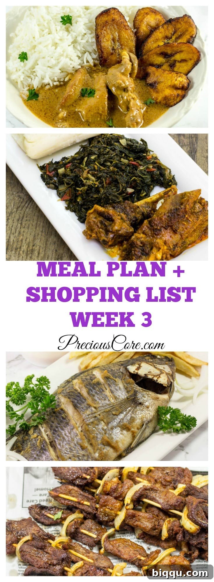 West African Inspired Weekly Meal Plan Pin for Pinterest