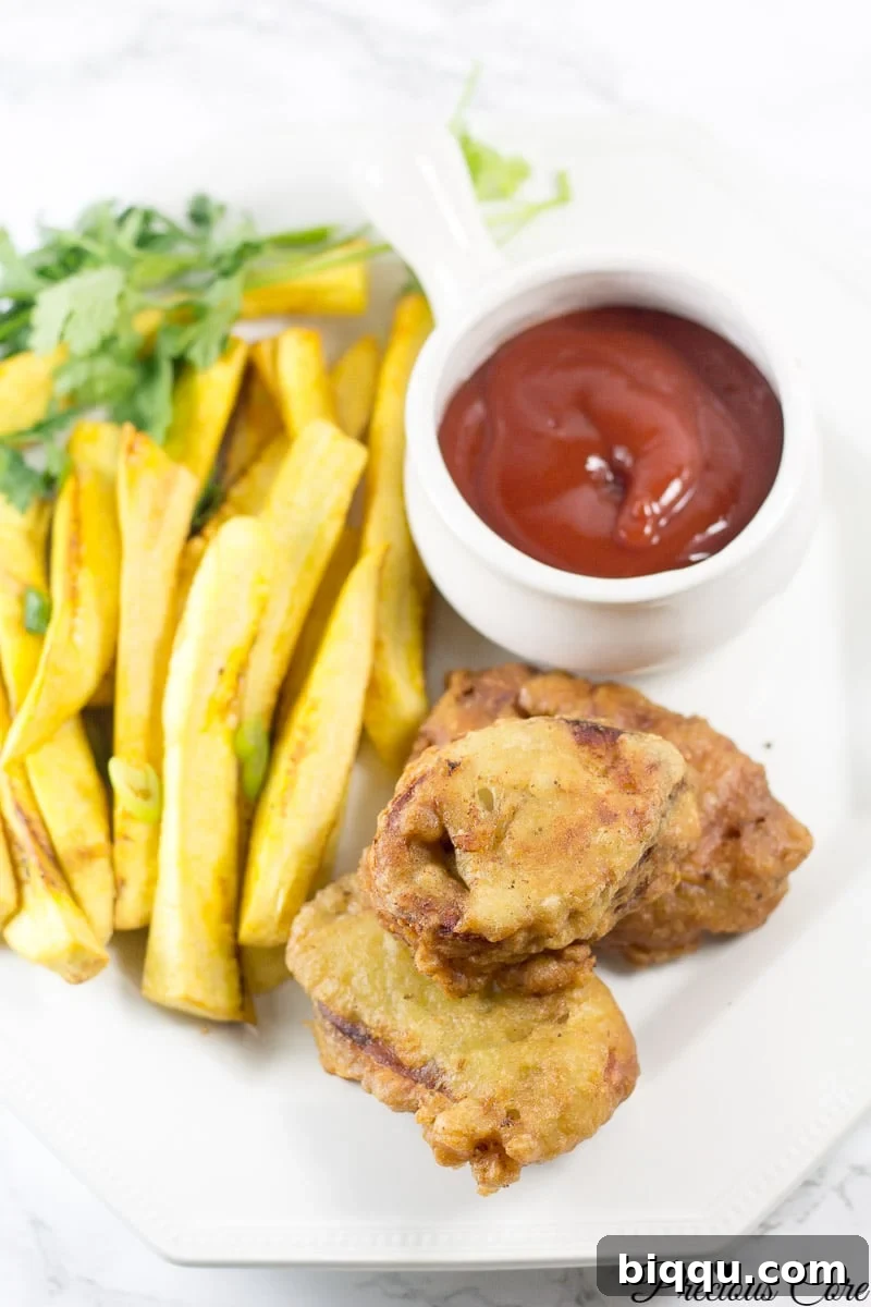 African fish and chips with dipping sauce