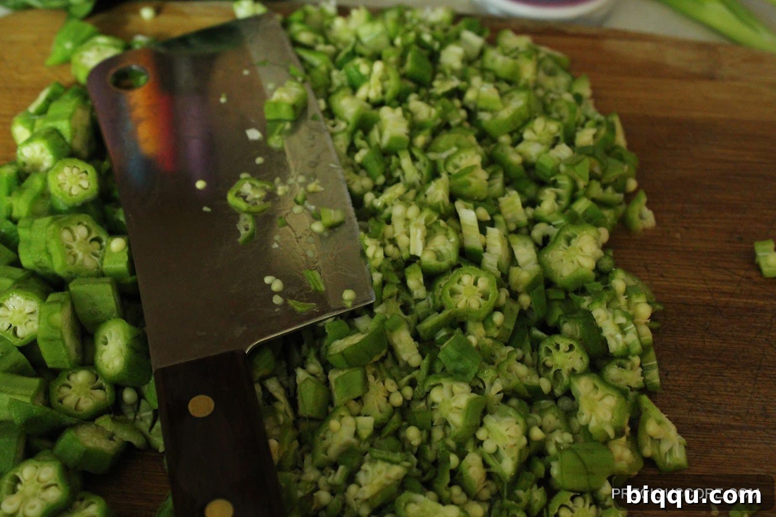 Chopping Okra for Soup