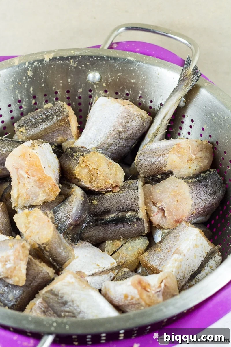 Seasoned fish ready for frying for Nigerian peppered fish.