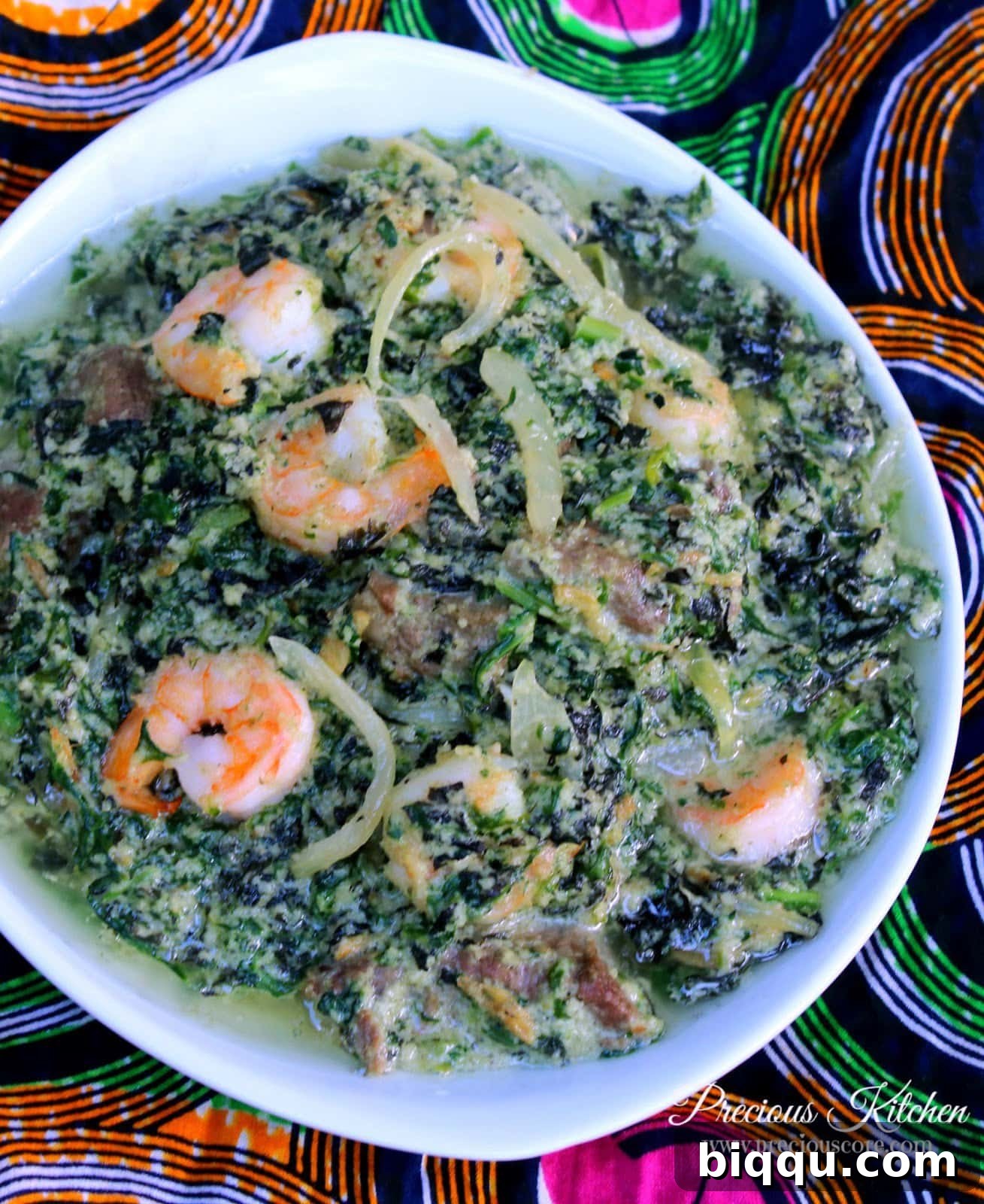 A vibrant and delicious dish of Ndole, a traditional Cameroonian delicacy.